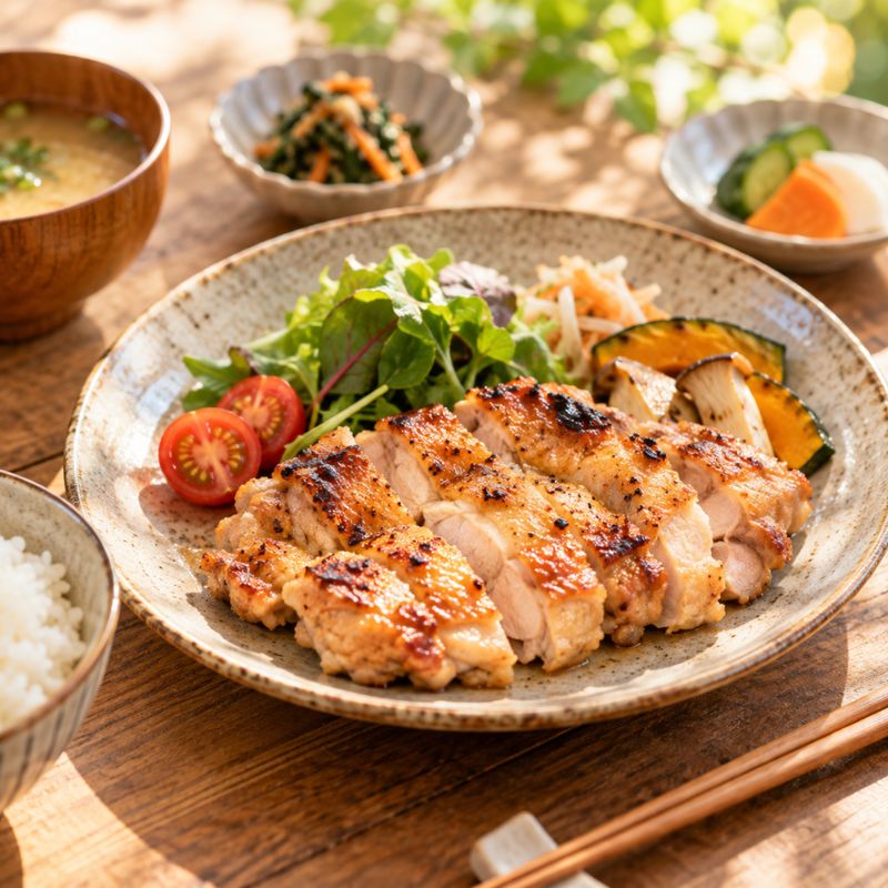 塩麹で焼いた鶏肉の料理