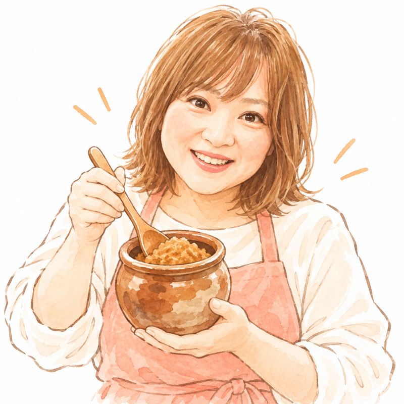 味噌の壺を持つこずちゃんのイラスト